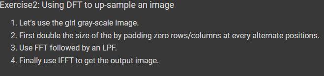 Solved Exercise2: Using DFT to up-sample an image 1. Let's | Chegg.com