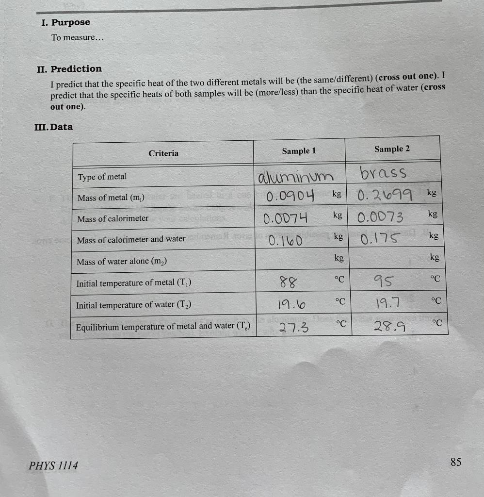 Experiment 12. Specific Heat Objective To determine