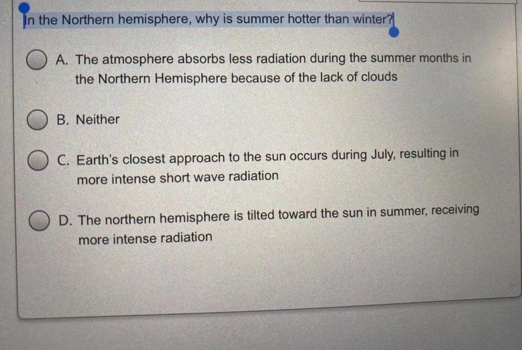 solved-the-northern-hemisphere-why-is-summer-hotter-than-chegg