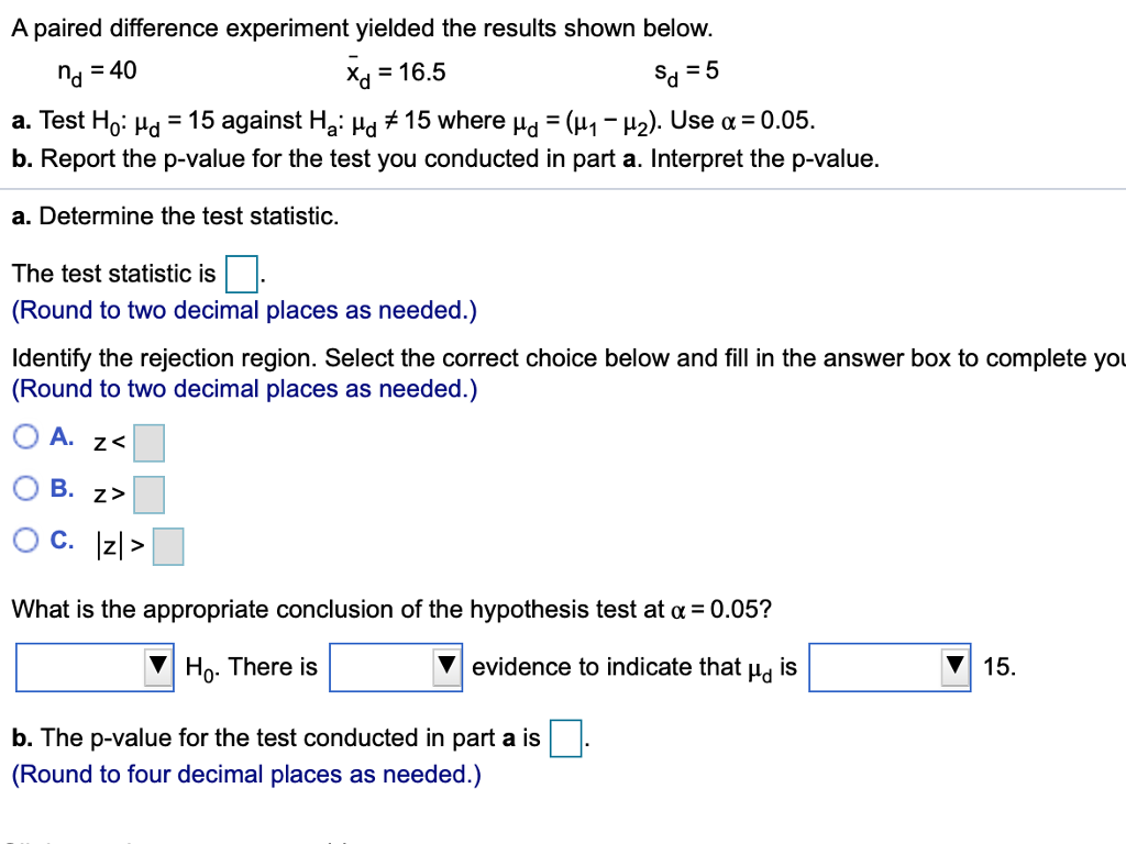 Solved A paired difference experiment yielded the results | Chegg.com