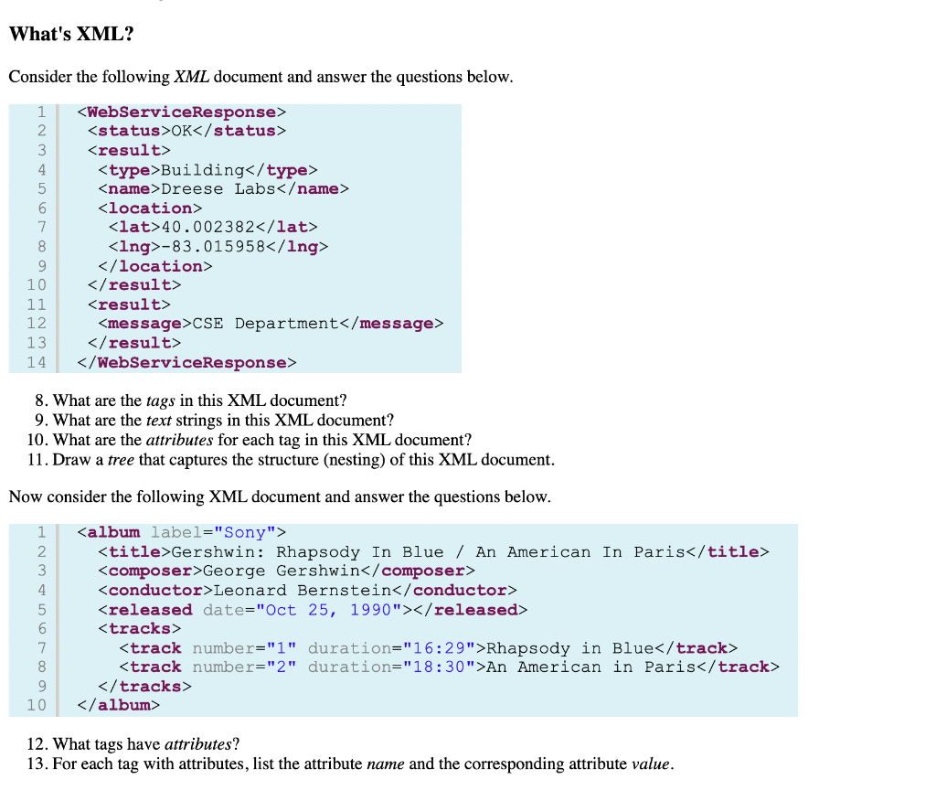 xml assignment questions