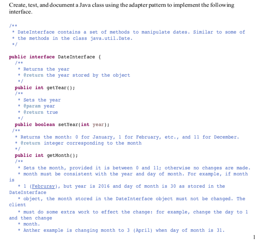 Solved Create, test, and document a Java class using the | Chegg.com