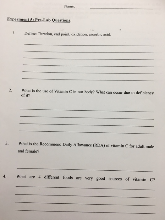 Solved Define Titration, end point, oxidation, ascorbic