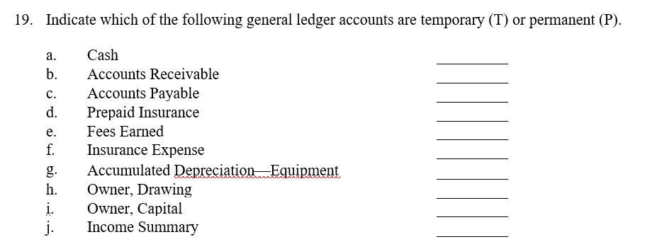 Solved 19. Indicate Which Of The Following General Ledger | Chegg.com