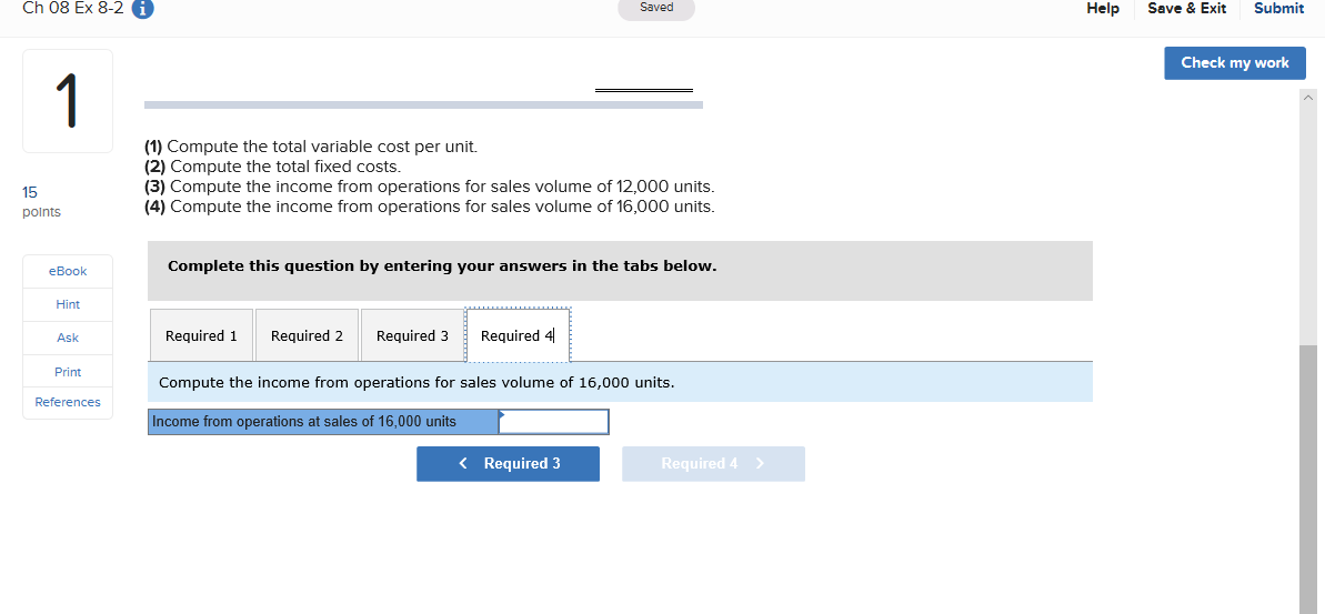 Solved Ch 08 Ex 8-2 Saved Help Save & Exit Submit Check my | Chegg.com