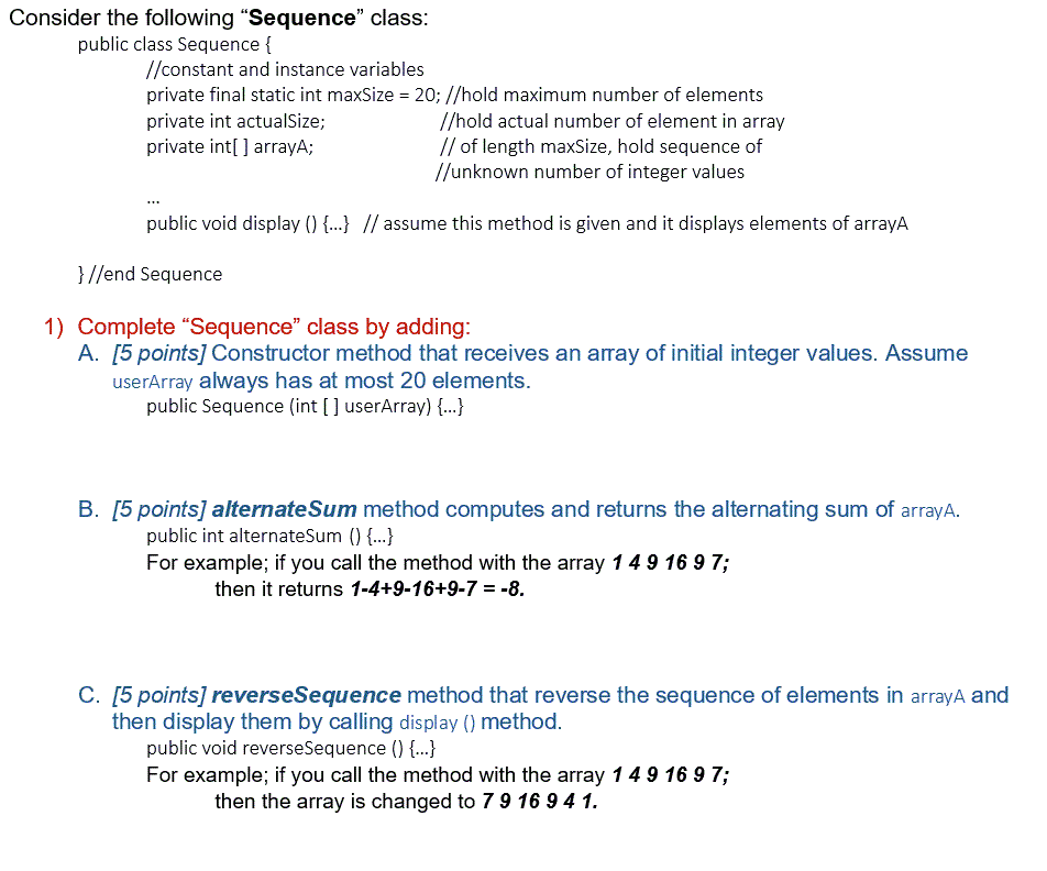 Solved Consider The Following “Sequence" Class: Public Class | Chegg.com