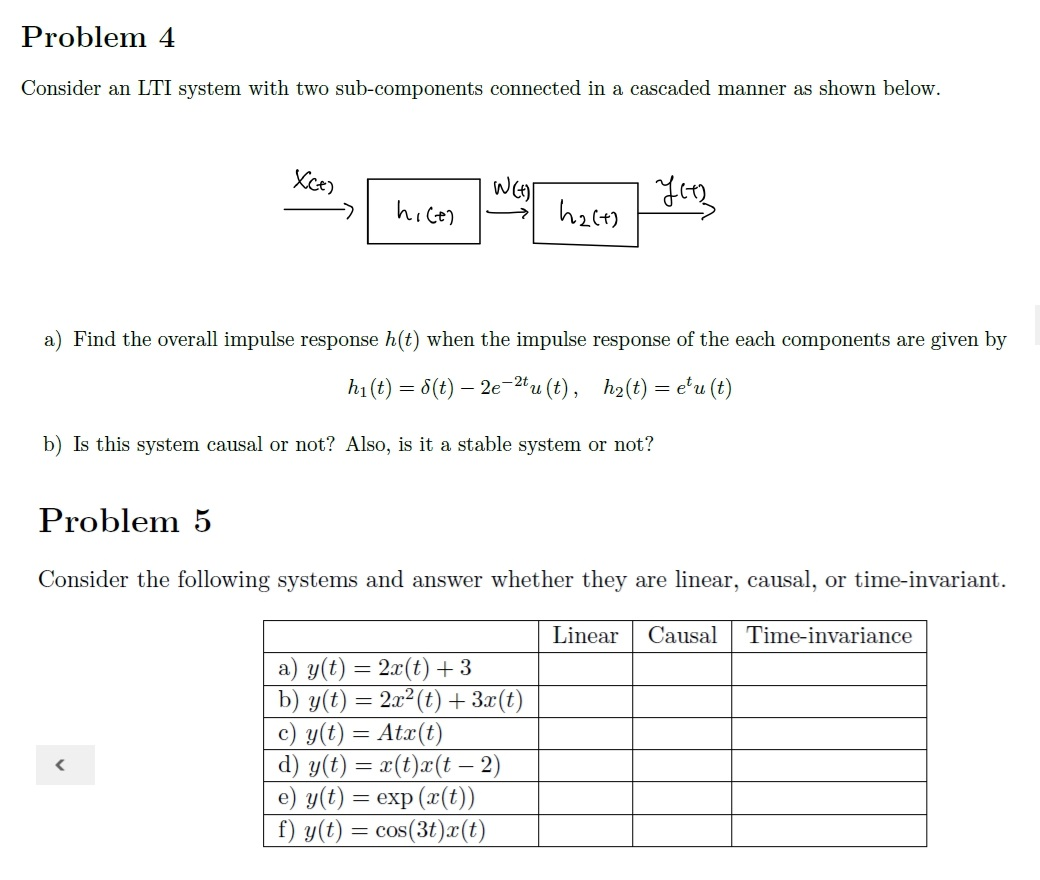 Solved Problem 4 Consider an LTI system with two | Chegg.com