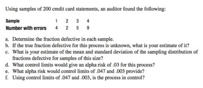 Solved Using samples of 200 credit card statements, an | Chegg.com