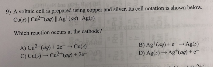 Solved 9) A voltaic cell is prepared using copper and | Chegg.com