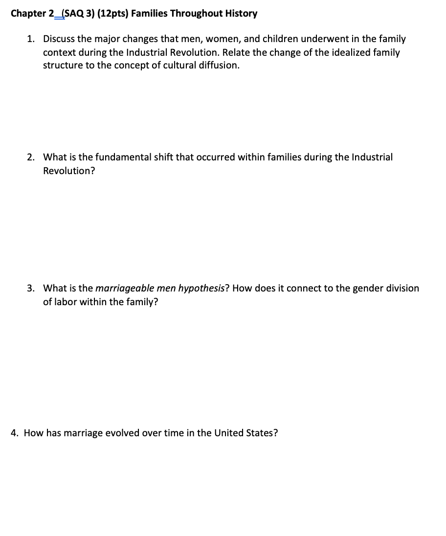 Chapter 2 SAQ3 12pts Families Throughout History Chegg