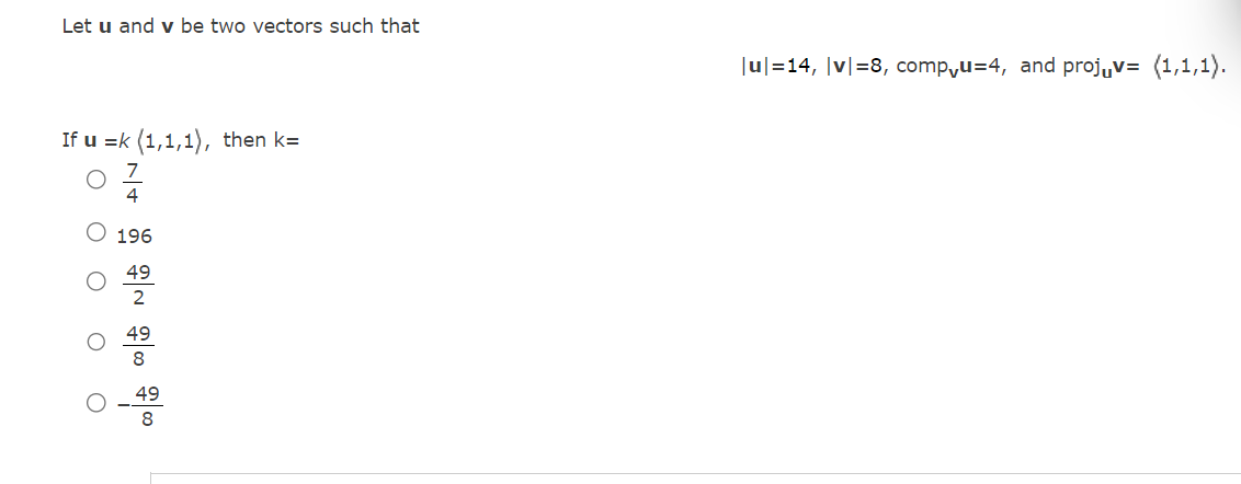 Solved Let u and v be two vectors such that | Chegg.com