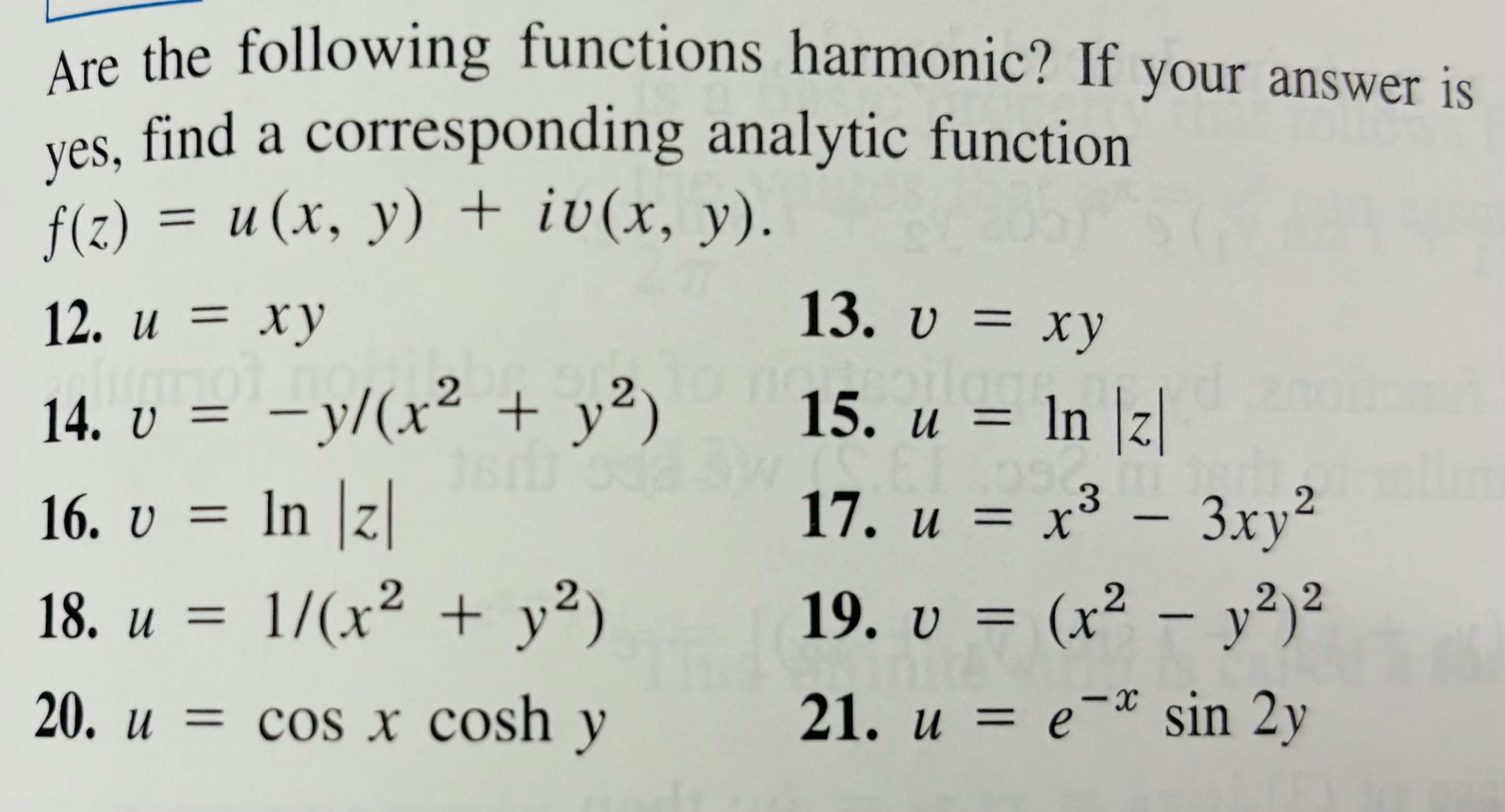 Solved 18. ﻿Are the following functions harmonic? If your | Chegg.com