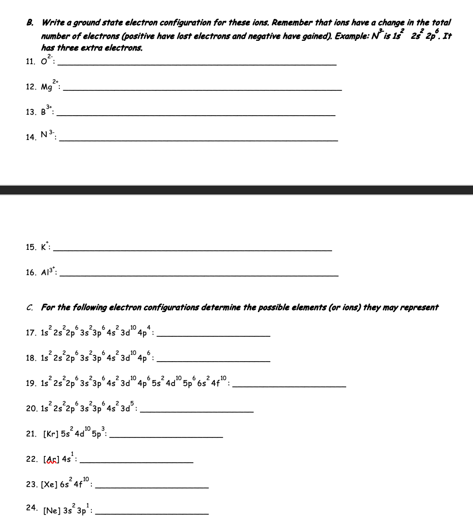 Solved B. Write A Ground State Electron Configuration For | Chegg.com