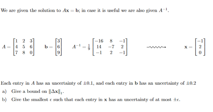 Solved We are given the solution to Ax = b; in case it is | Chegg.com