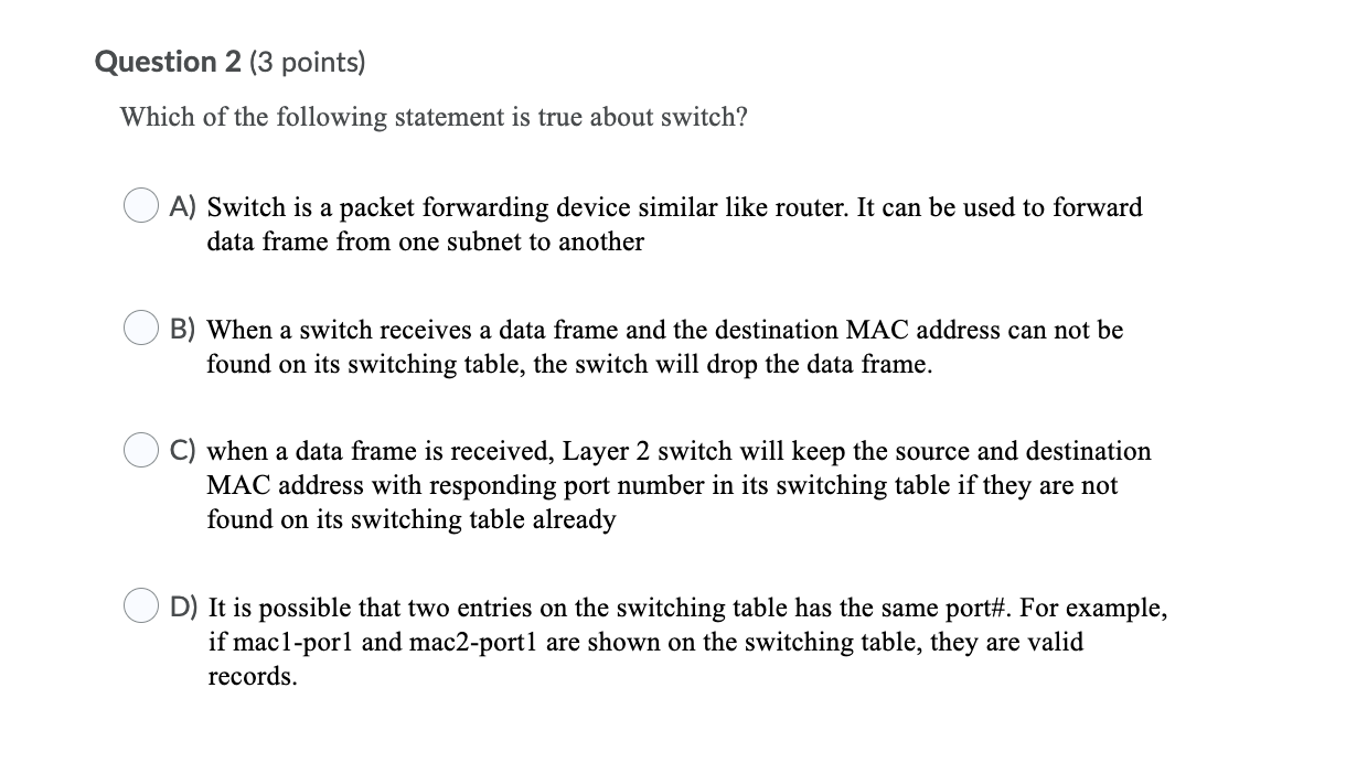 Solved Question 2 (3 points) Which of the following | Chegg.com