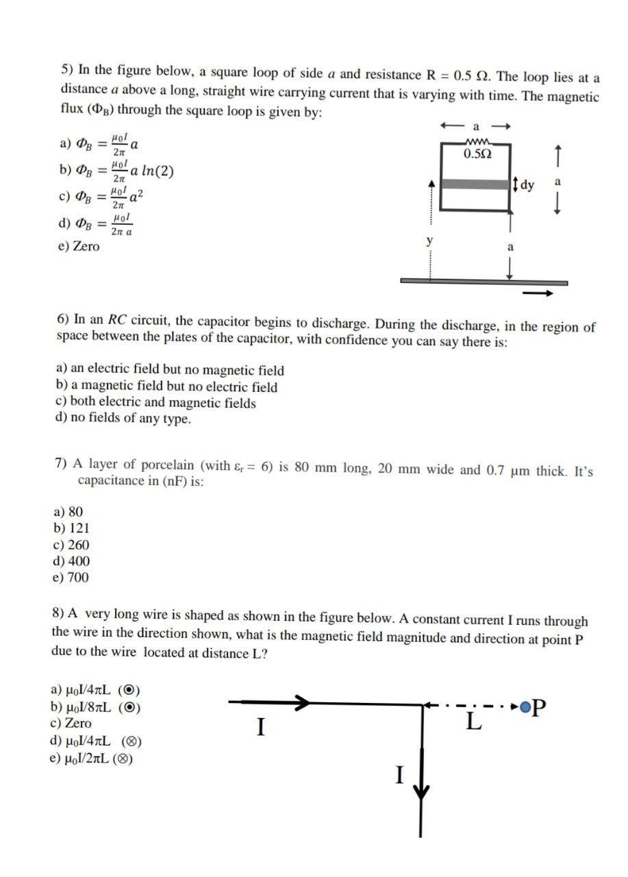 Solved 5 In The Figure Below A Square Loop Of Side A An Chegg Com