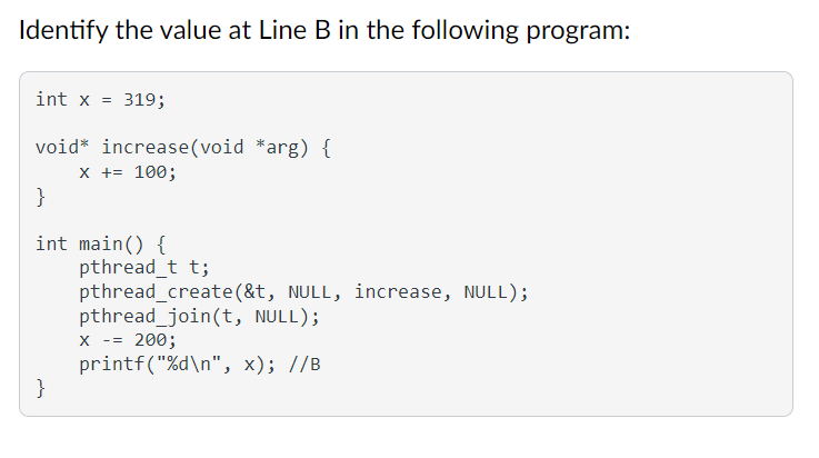 Solved Identify the value at Line A in the following | Chegg.com
