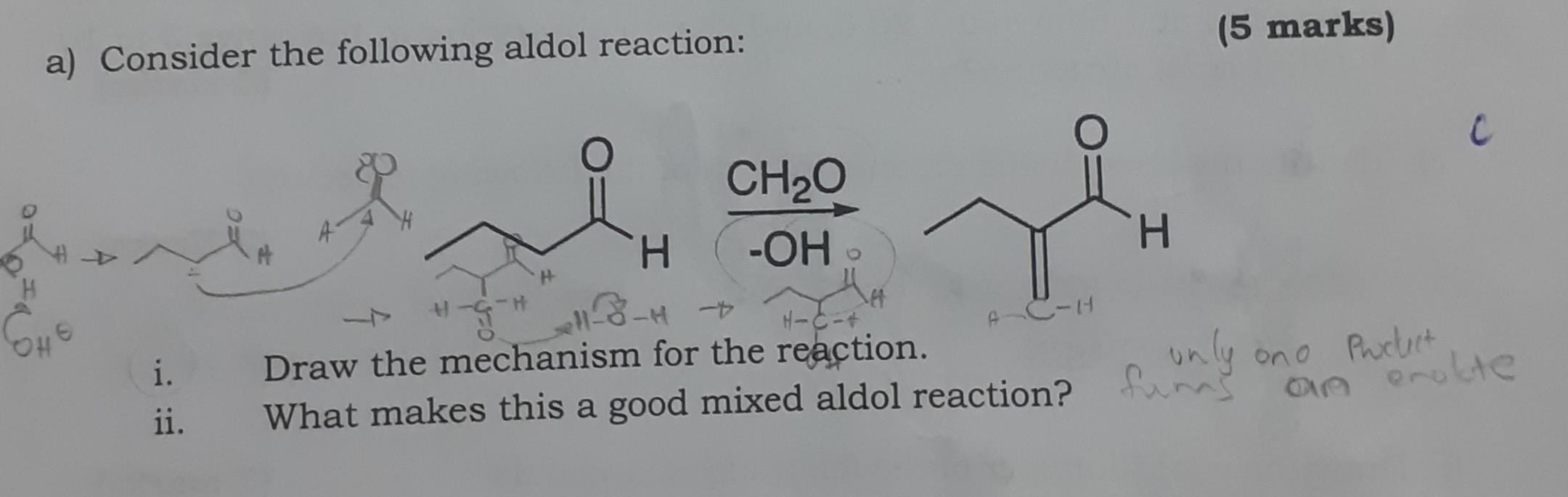 Solved A) Consider The Following Aldol Reaction: H CH€ I. | Chegg.com