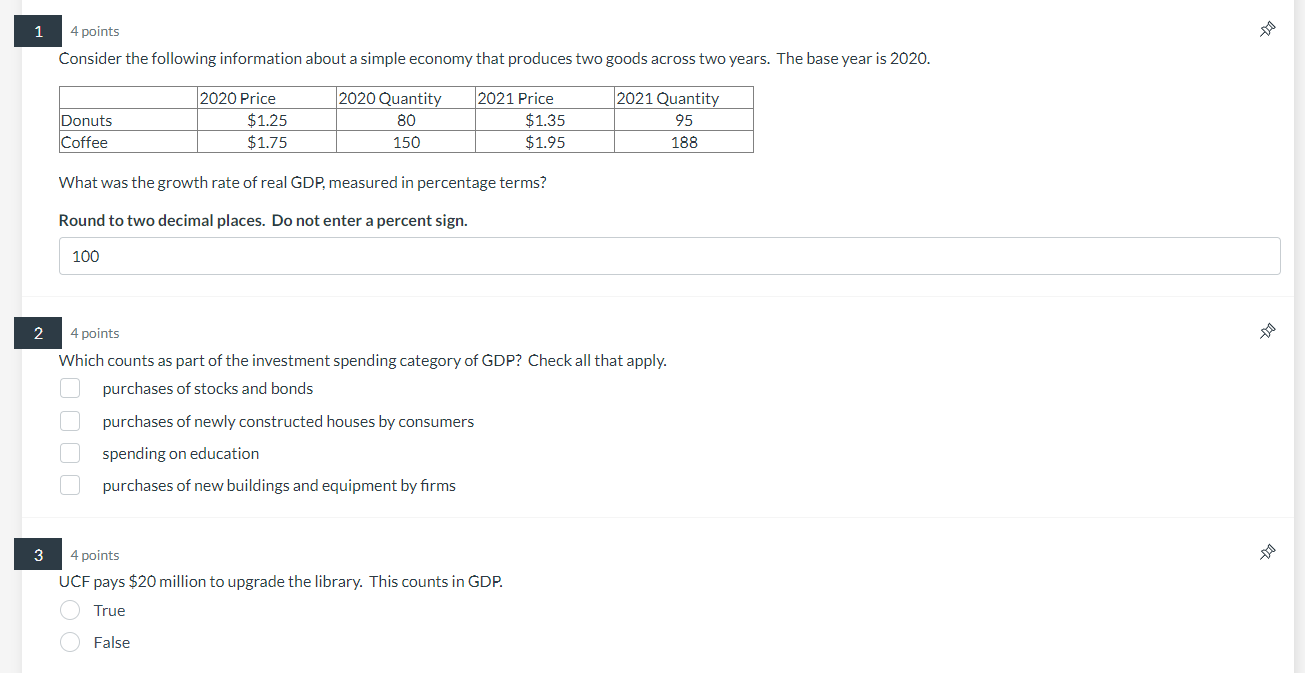 Solved 4 points Consider the following information about a | Chegg.com