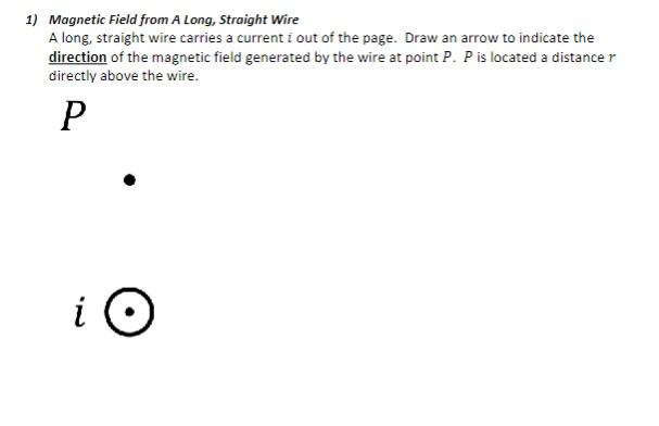 Solved 1) Magnetic Field from A Long, Straight Wire A long, | Chegg.com