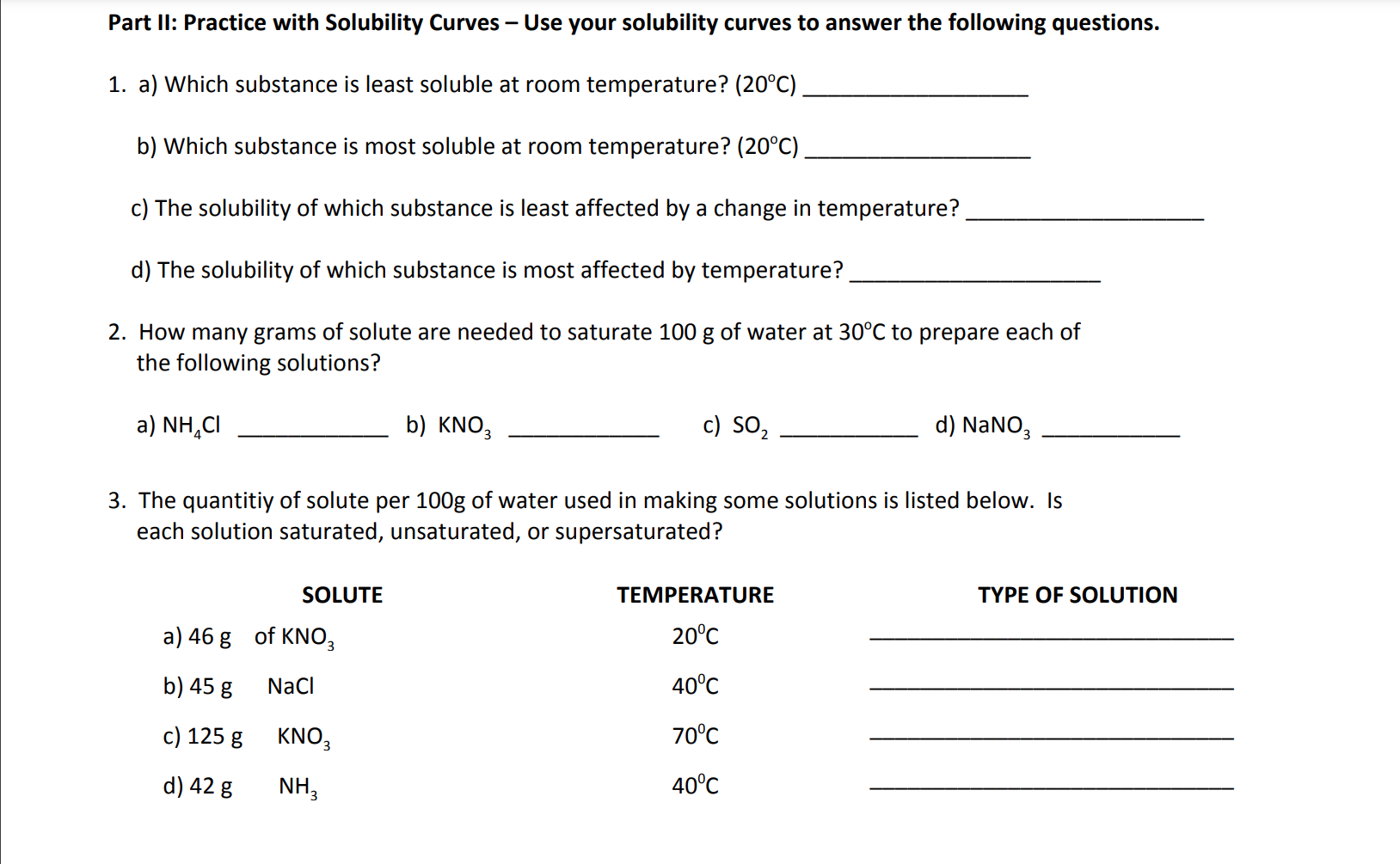 Solved / 8 (C) /24 (1) Solubility Curve Assignment Name: | Chegg.com