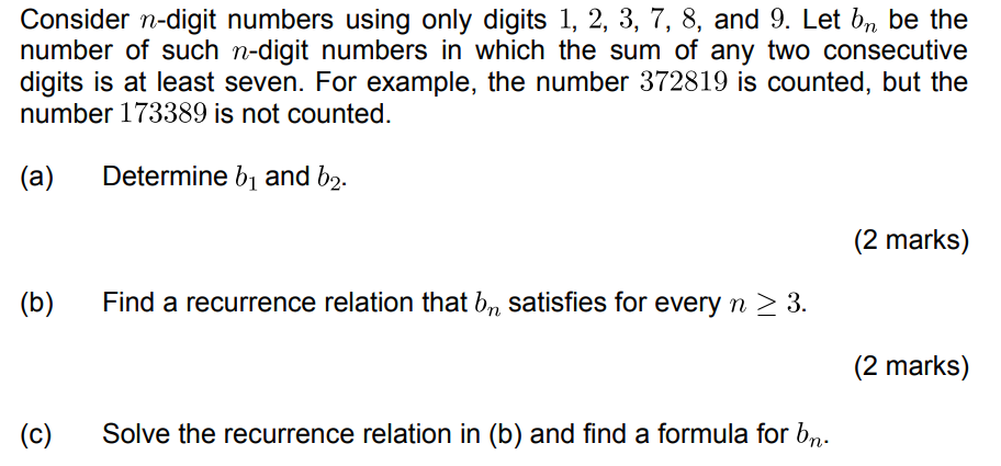 Solved 9 Consider N-digit Numbers Using Only Digits 1, 2, 3, | Chegg.com