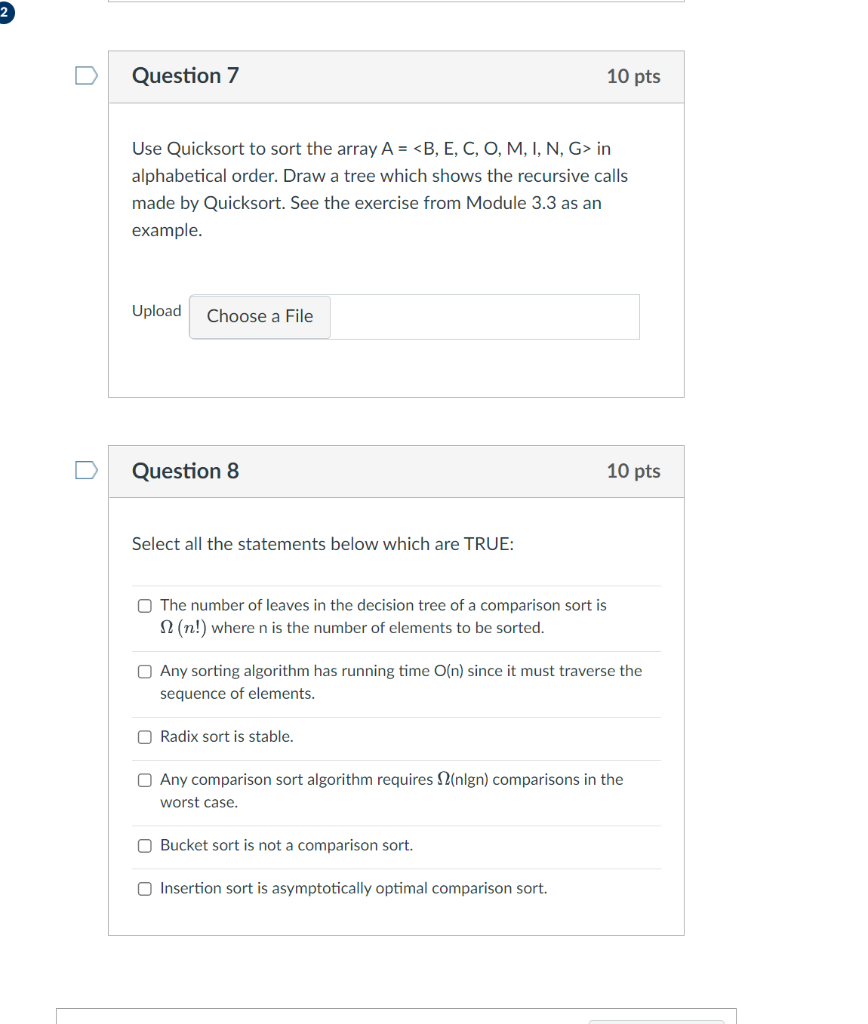 Solved Use Quicksort To Sort The Array A= In Alphabetical | Chegg.com