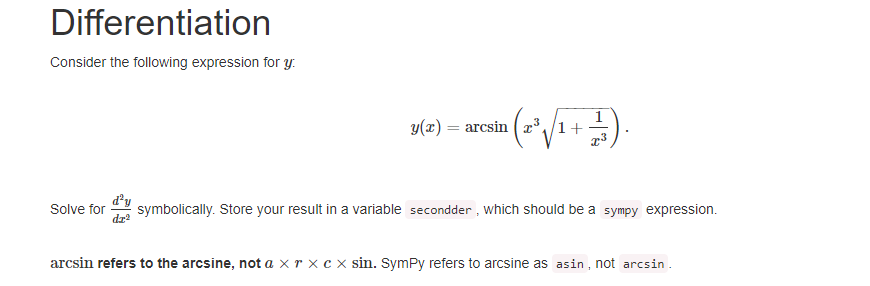Solved Differentiation Consider the following expression for | Chegg.com
