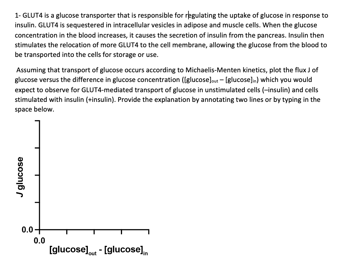 1 GLUT4 is a glucose transporter that is responsible