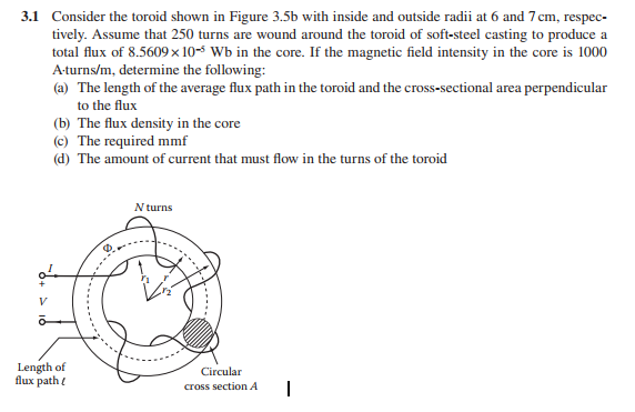 Solved 3.1 Consider the toroid shown in Figure 3.5b with | Chegg.com