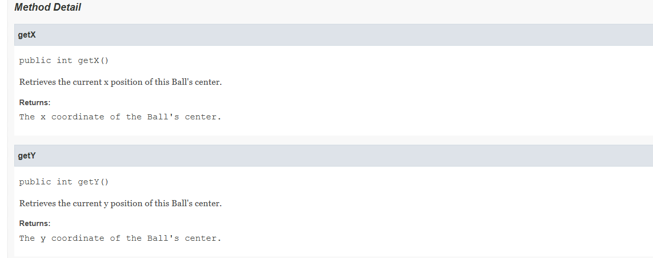 Solved public class Ball extends java.lang.Object The Ball | Chegg.com