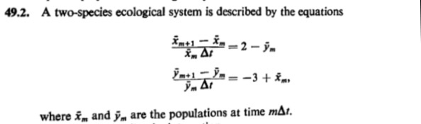 A two-species ecological system is described by the | Chegg.com
