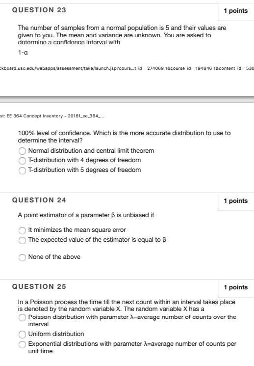 Solved QUESTION 23 1 points The number of samples from a | Chegg.com