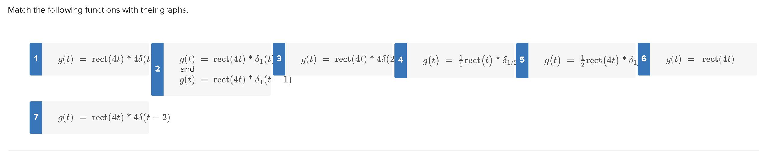 Solved Match the following functions with their graphs. 1 | Chegg.com