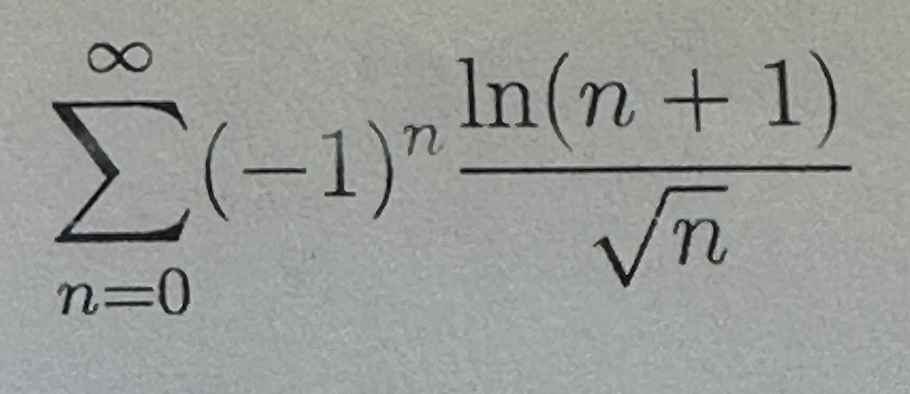 Solved ∑n=0∞(−1)nnln(n+1) | Chegg.com