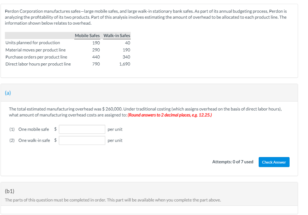Solved Perdon Corporation manufactures safeslarge mobile
