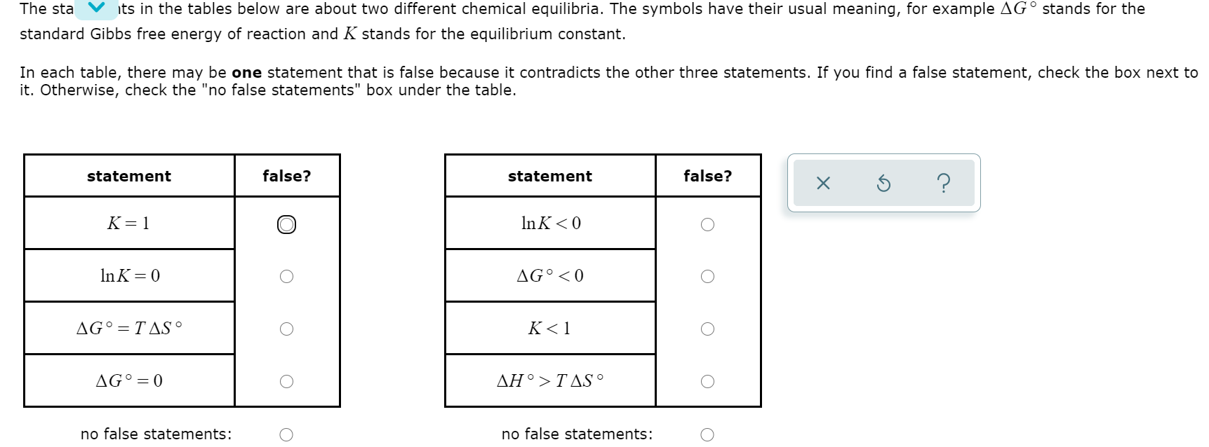 Solved The Statements In The Tables Below Are About Two | Chegg.com