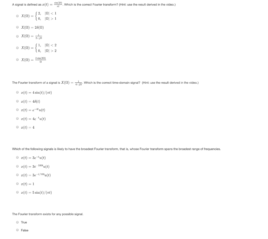 Solved A Signal Is Defined As R(t) = . Which Is The Correct 