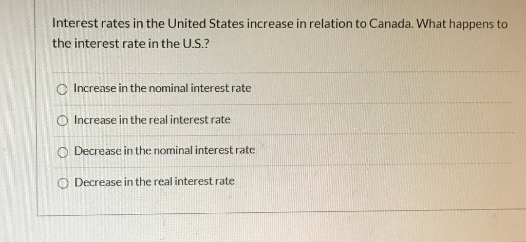 Solved Interest rates in the United States increase in | Chegg.com