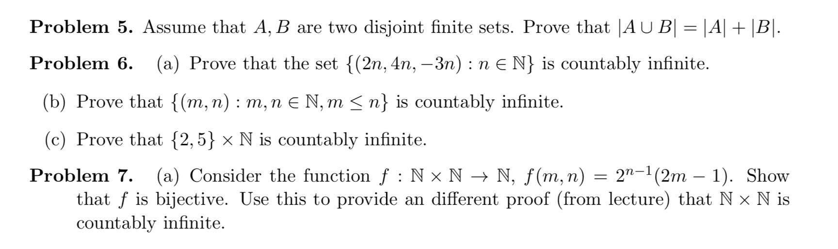 Solved Problem 5. Assume That A, B Are Two Disjoint Finite | Chegg.com