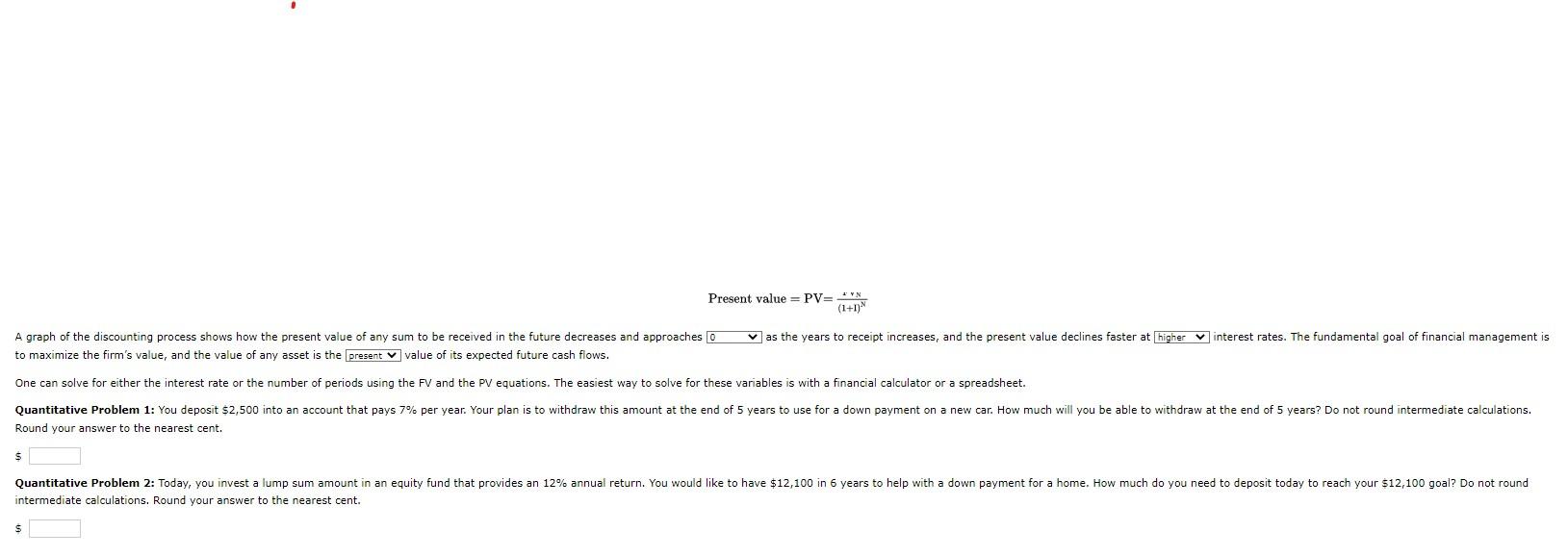 Present value \( =\mathrm{PV}=\frac{1 \cdot \mathrm{N}}{(1+\mathrm{I})^{N}} \)
A graph of the discounting process shows how t