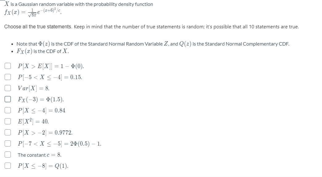 Solved X is a Gaussian random variable with the probability | Chegg.com