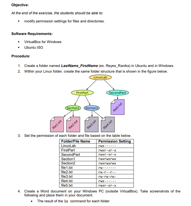 Objective: At the end of the exercise, the students | Chegg.com