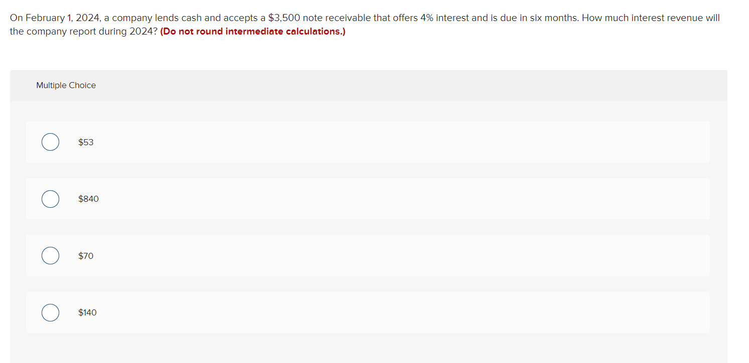 Solved On February 1,2024 , a company lends cash and accepts