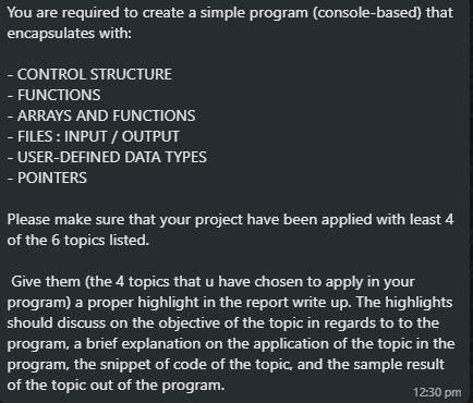 Solved You are required to create a simple program | Chegg.com