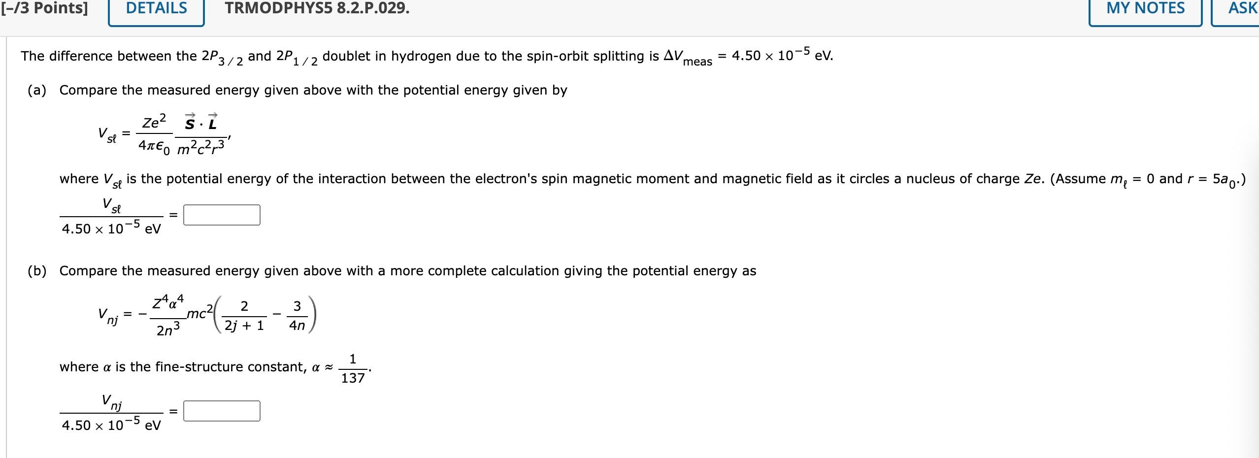 Solved The difference between the 2P3/2 and 2P1/2 doublet in | Chegg.com