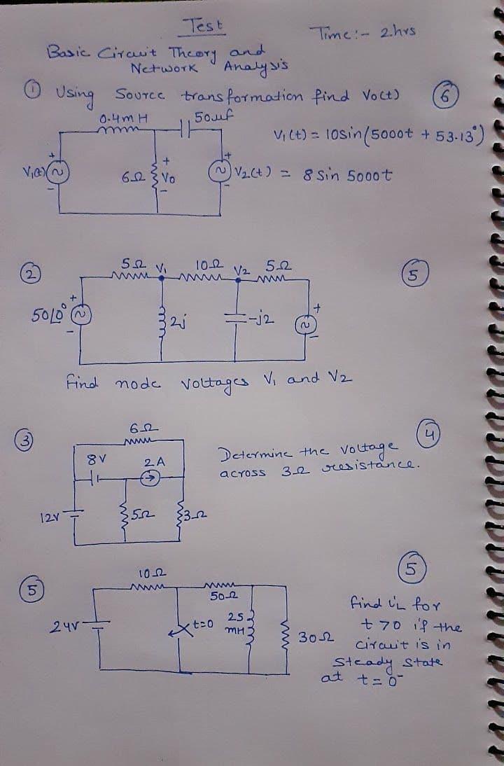 Solved Test Time:- 2hrs Basic Circut Theory And Network 