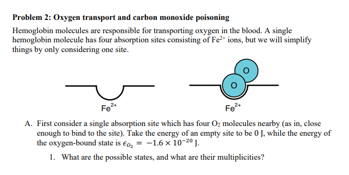 Problem 2: Oxygen transport and carbon monoxide | Chegg.com