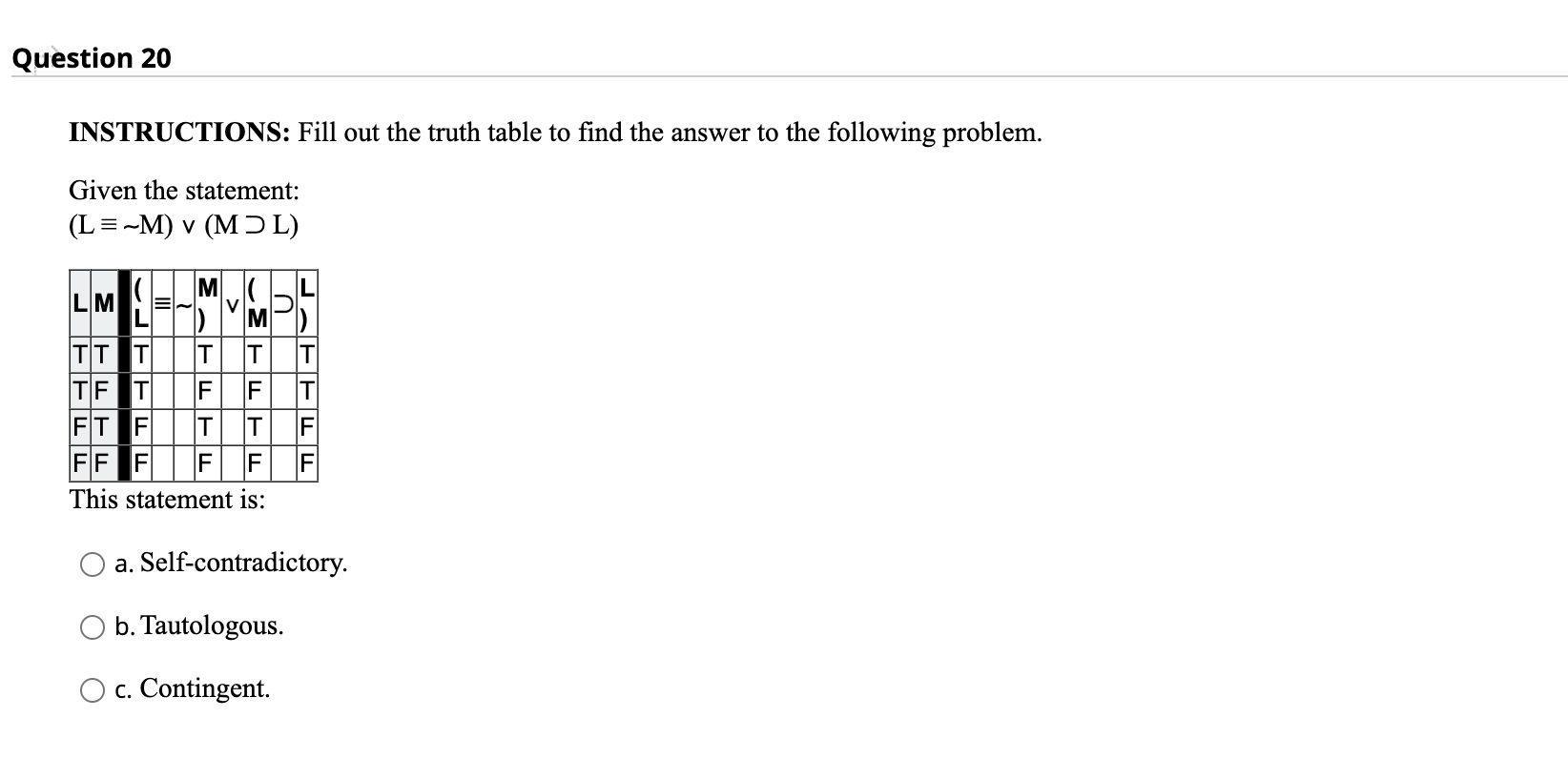 Solved INSTRUCTIONS: Fill out the truth table to find the | Chegg.com