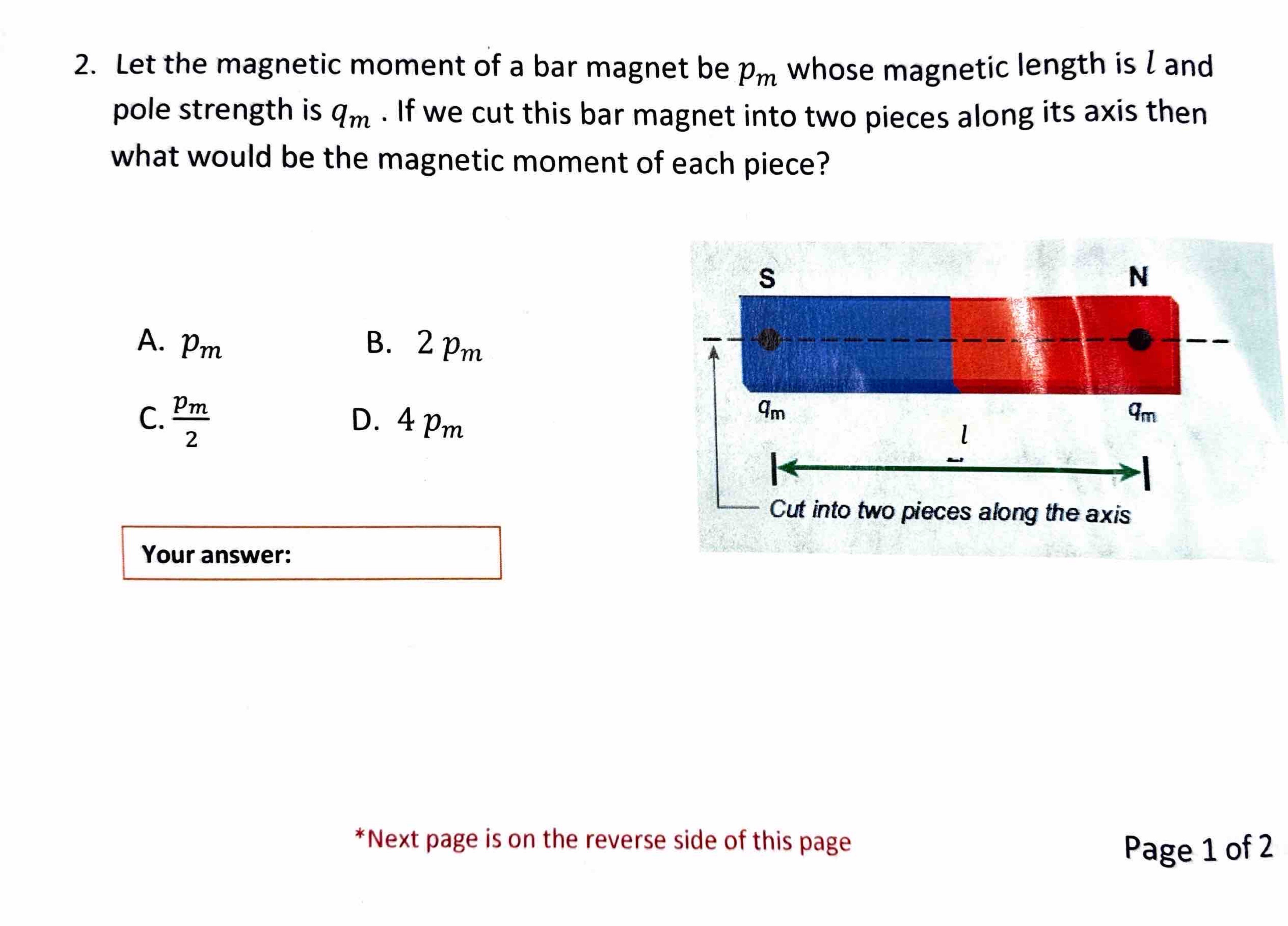 Solved 2. Let the moment of a bar be pm